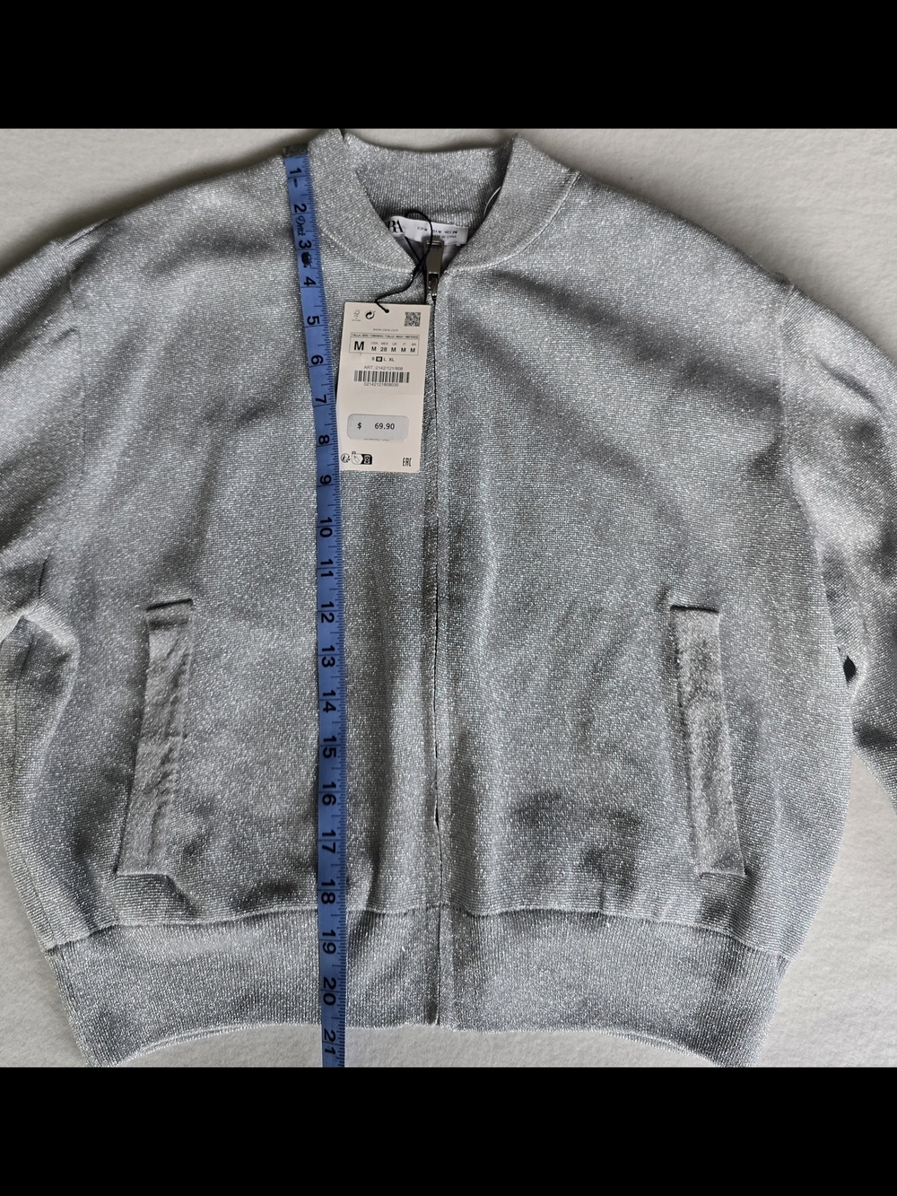 Zara Metallic Grey Bomber Jacket. Versatile & StylishSize MBrand new with - Picture 7 of 9